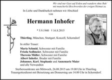 Traueranzeige Hermann Inhofer