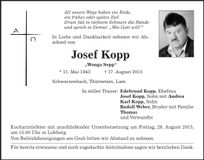 Traueranzeige Josef Kopp