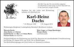 Traueranzeige Karl-Heinz Dachs