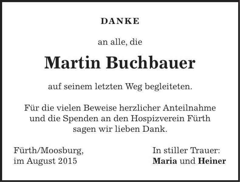 Traueranzeige Martin Buchbauer