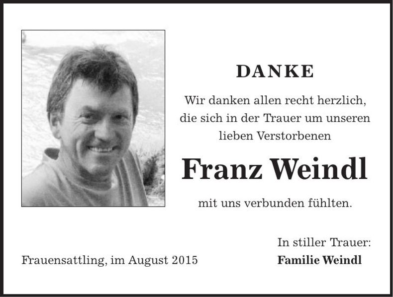 Traueranzeige Franz Weindl