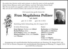 Traueranzeige Magdalena Pollner