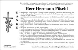 Traueranzeige Hermann Pöschl