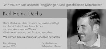 Traueranzeige Karl-Heinz Dachs