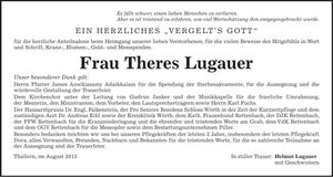 Traueranzeige Theres Lugauer