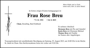 Traueranzeige Rose Breu