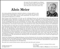 Traueranzeige Alois Meier