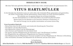 Traueranzeige Vitus Hartlmüller