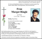 Traueranzeige Margot Ringle