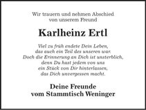 Traueranzeige Ertl Karl-Heinz