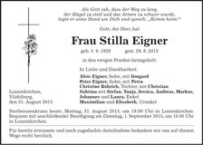 Traueranzeige Stilla Eigner