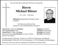 Traueranzeige Michael Rötzer