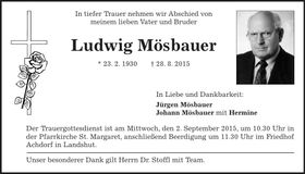 Traueranzeige Ludwig Mösbauer