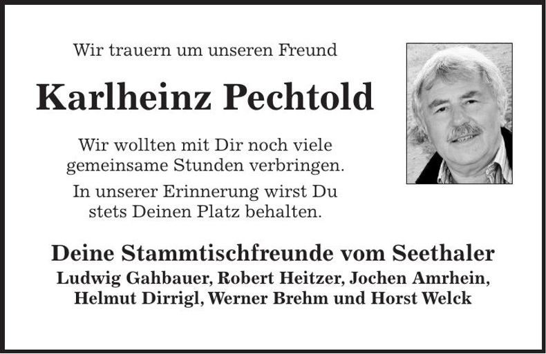 Traueranzeige Karlheinz Pechtold