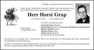 Traueranzeige Horst Grap