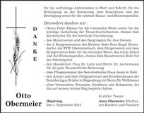 Traueranzeige Otto Obermeier