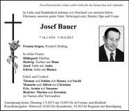 Traueranzeige Josef Bauer