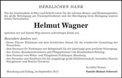 Traueranzeige Helmut Wagner