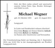Traueranzeige Michael Wegner