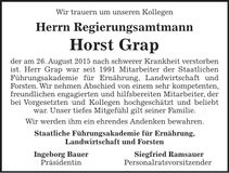Traueranzeige Horst Grap