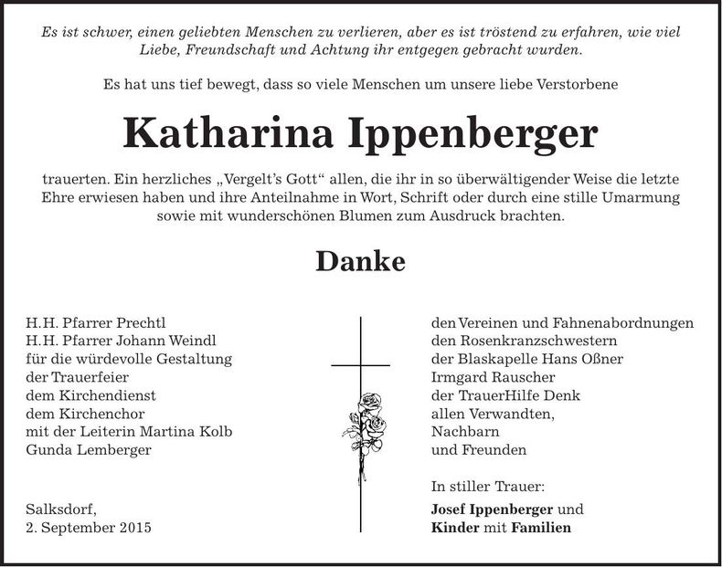 Traueranzeige Katharina Ippenberger