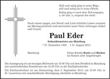 Traueranzeige Paul Eder