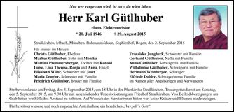 Traueranzeige Karl Gütlhuber
