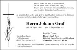 Traueranzeige Johann Graf