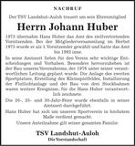 Traueranzeige Johann Huber