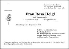 Traueranzeige Rosa Heigl