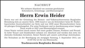 Traueranzeige Gerlinde Fink Trachtenverein Burglinden Brennberg