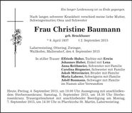 Traueranzeige Christine Baumann