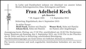 Traueranzeige Adelheid Keck