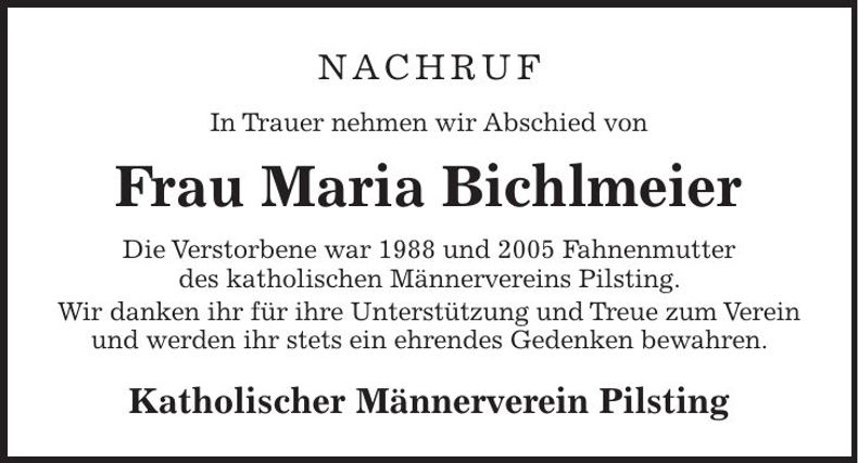Traueranzeige Maria Bichlmeier