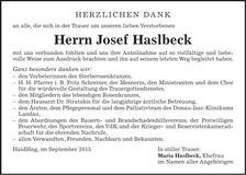 Traueranzeige Maria Haslbeck