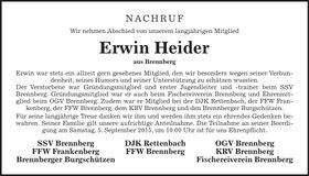 Traueranzeige Kassier Albert Neumeier SSV Brennberg