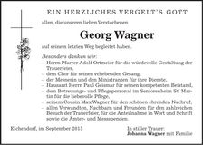 Traueranzeige Georg Wagner