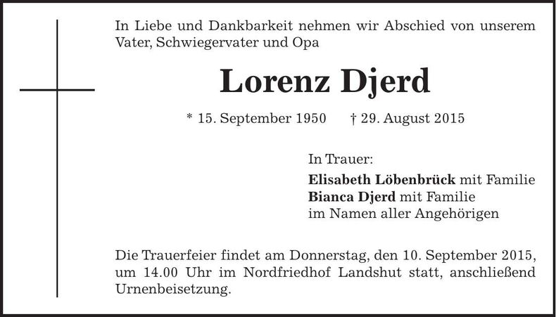 Traueranzeige Lorenz Djerd