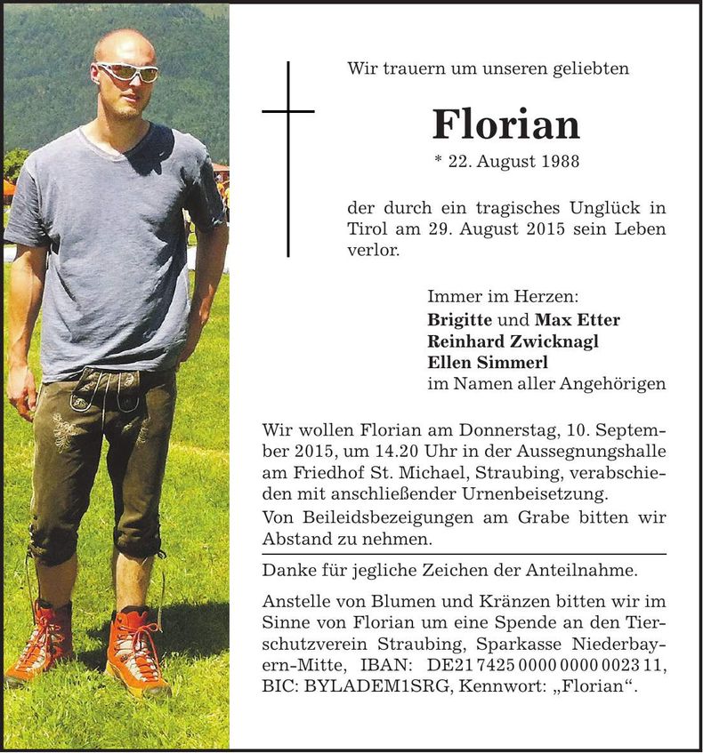 Traueranzeige Florian Etter