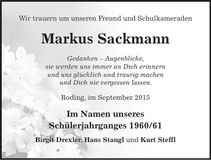 Traueranzeige Markus Sackmann