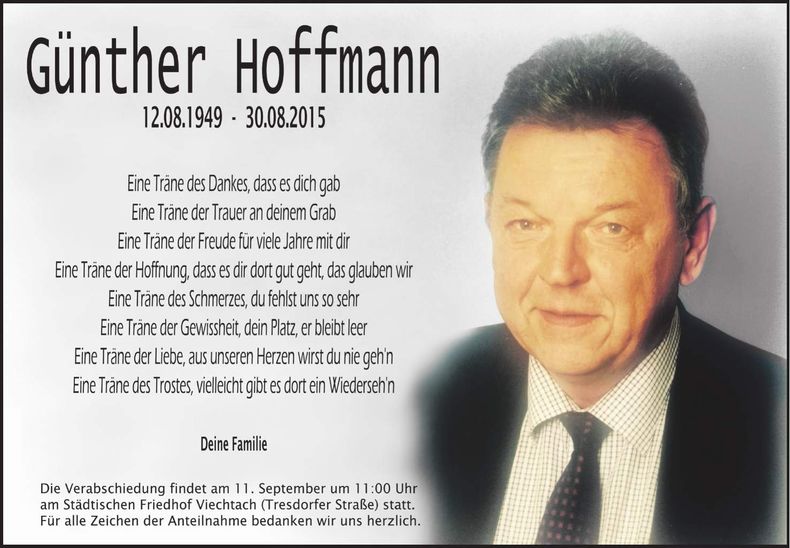 Traueranzeige Günther Hoffmann