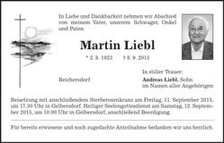 Traueranzeige Martin Liebl