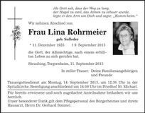 Traueranzeige Lina Rohrmeier