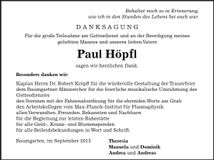 Traueranzeige Paul Höpfl