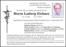 Traueranzeige Ludwig Eichner