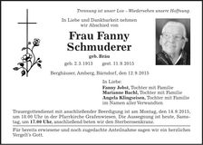 Traueranzeige Fanny Schmuderer