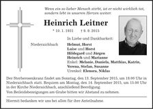 Traueranzeige Heinrich Leitner