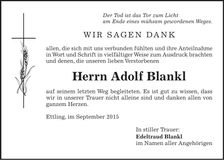 Traueranzeige Adolf Blankl