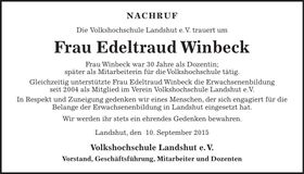 Traueranzeige Edeltraud Winbeck