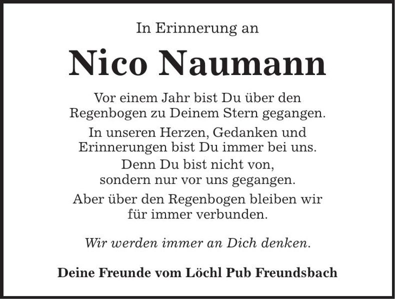 Traueranzeige Nico Naumann